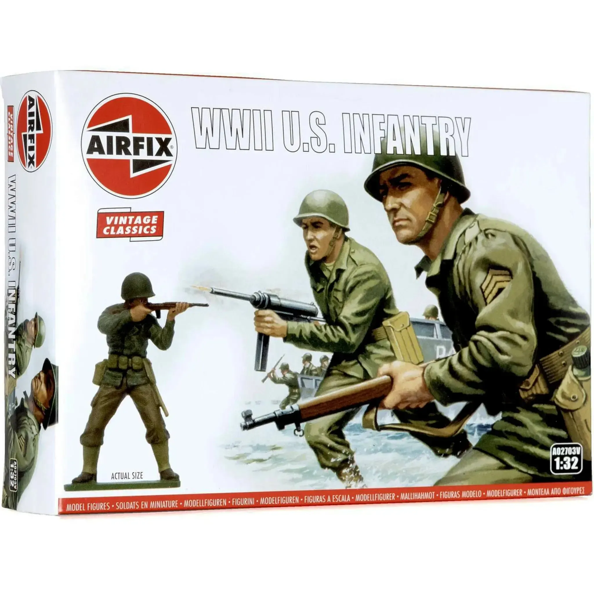 World War II - U.S. Infantry Model Figure Kit (1:32 Scale) - Airfix - Vintage Classics Series - (2021)
