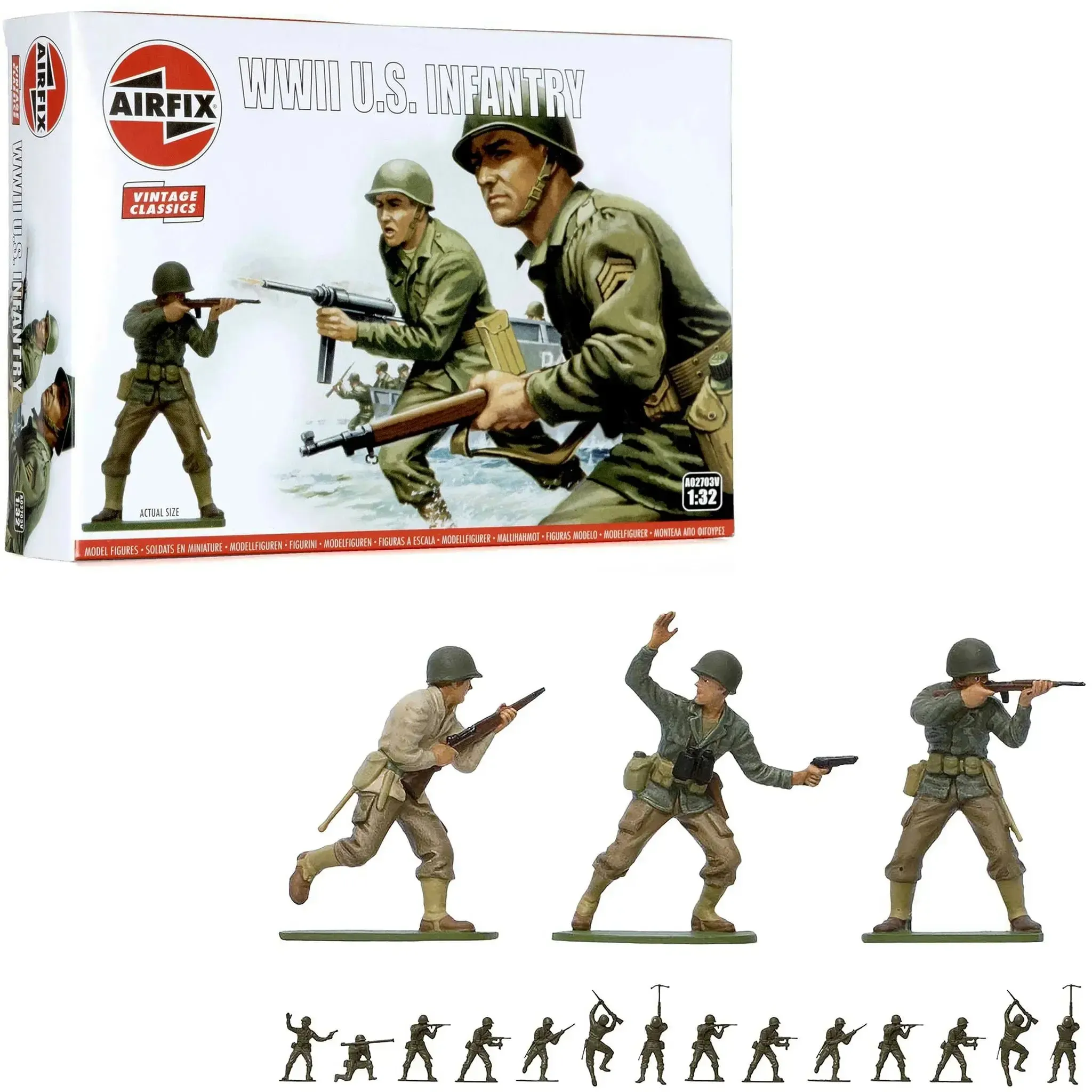 World War II - U.S. Infantry Model Figure Kit (1:32 Scale) - Airfix - Vintage Classics Series - (2021) - Image 2