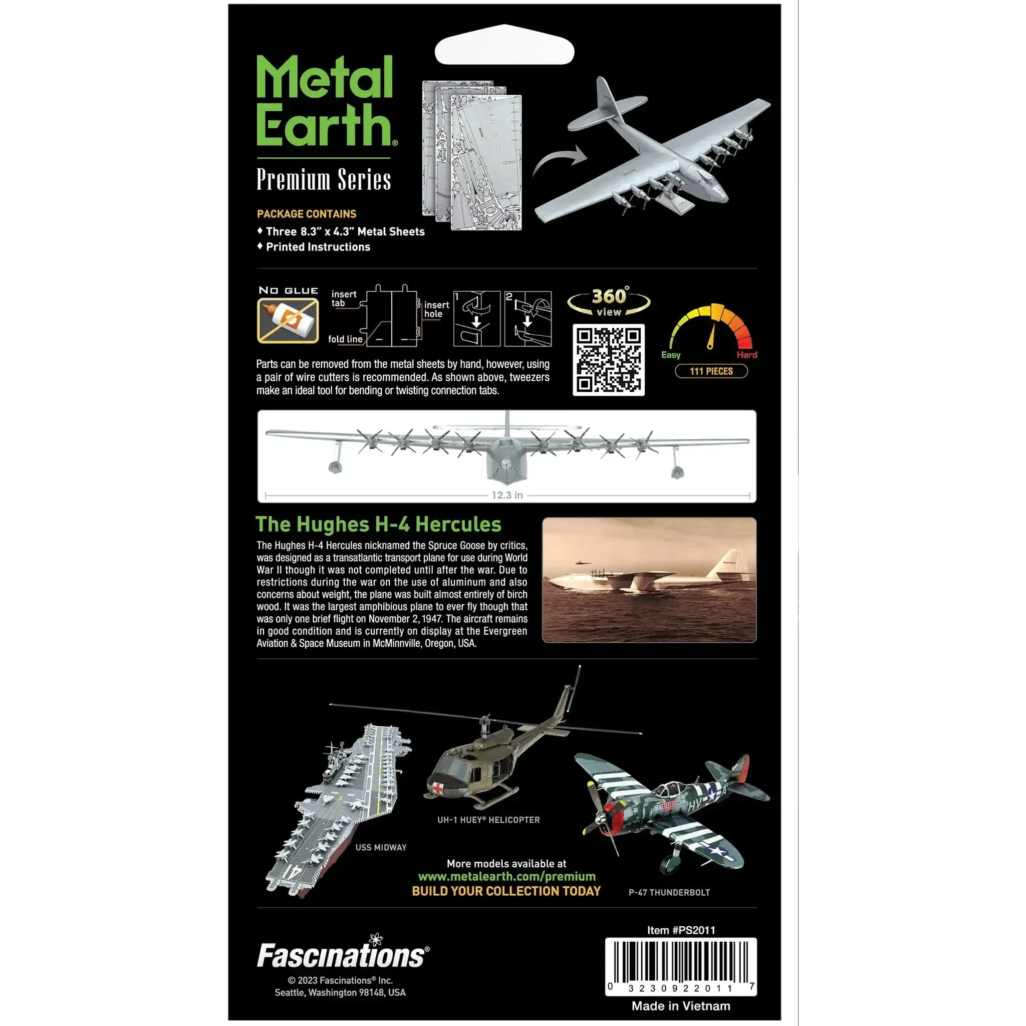 World War II [United States Army Air Forces] - Hughes H-4 Hercules "The Spruce Goose" Aircraft Figure Model Kit (1:210 Scale, Steel, Hard Difficulty) - Fascinations - Metal Earth Premium Series - (2023) - Image 3