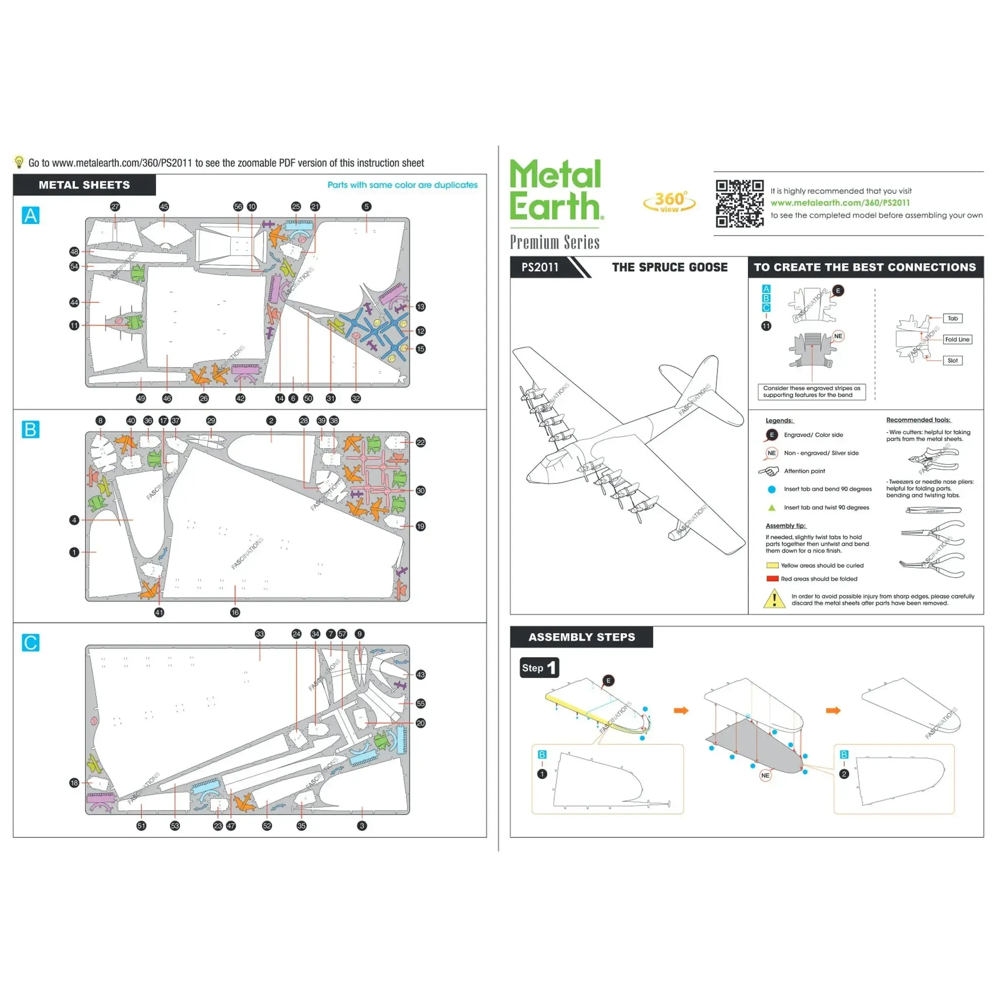 World War II [United States Army Air Forces] - Hughes H-4 Hercules "The Spruce Goose" Aircraft Figure Model Kit (1:210 Scale, Steel, Hard Difficulty) - Fascinations - Metal Earth Premium Series - (2023) - Image 8